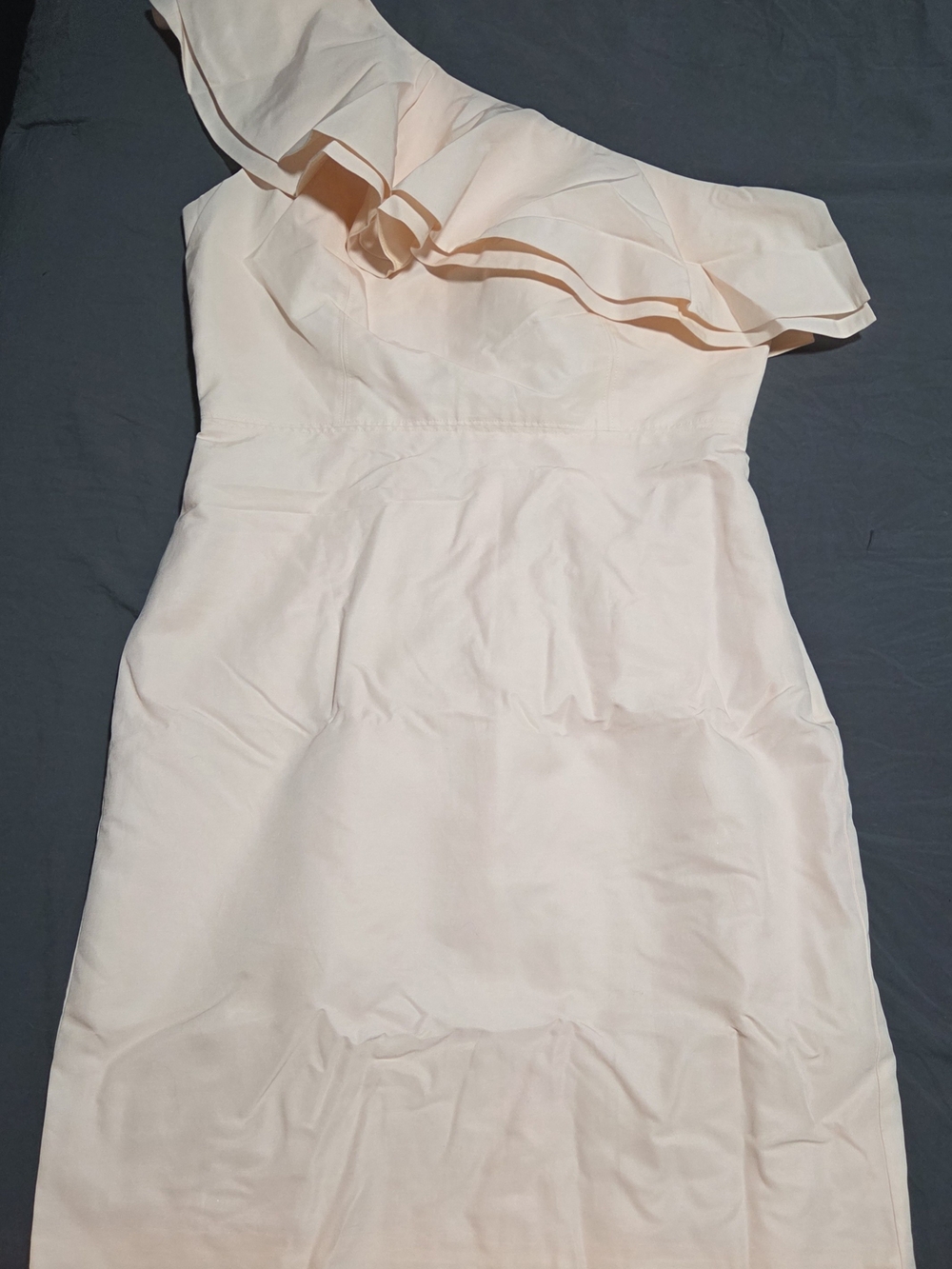 J. Crew One-Shoulder Ruffle Dress in Blush Pink